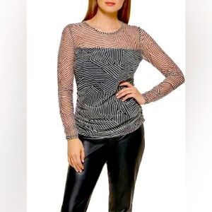 DKNY Mesh Ruched Top